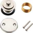 Bathtub Tub Drain Conversion Kit Assembly, Wellup Lift and Turn Twist Tub Drain Trim Kit with Two-Hole Overflow Faceplate, Brushed Nickel
