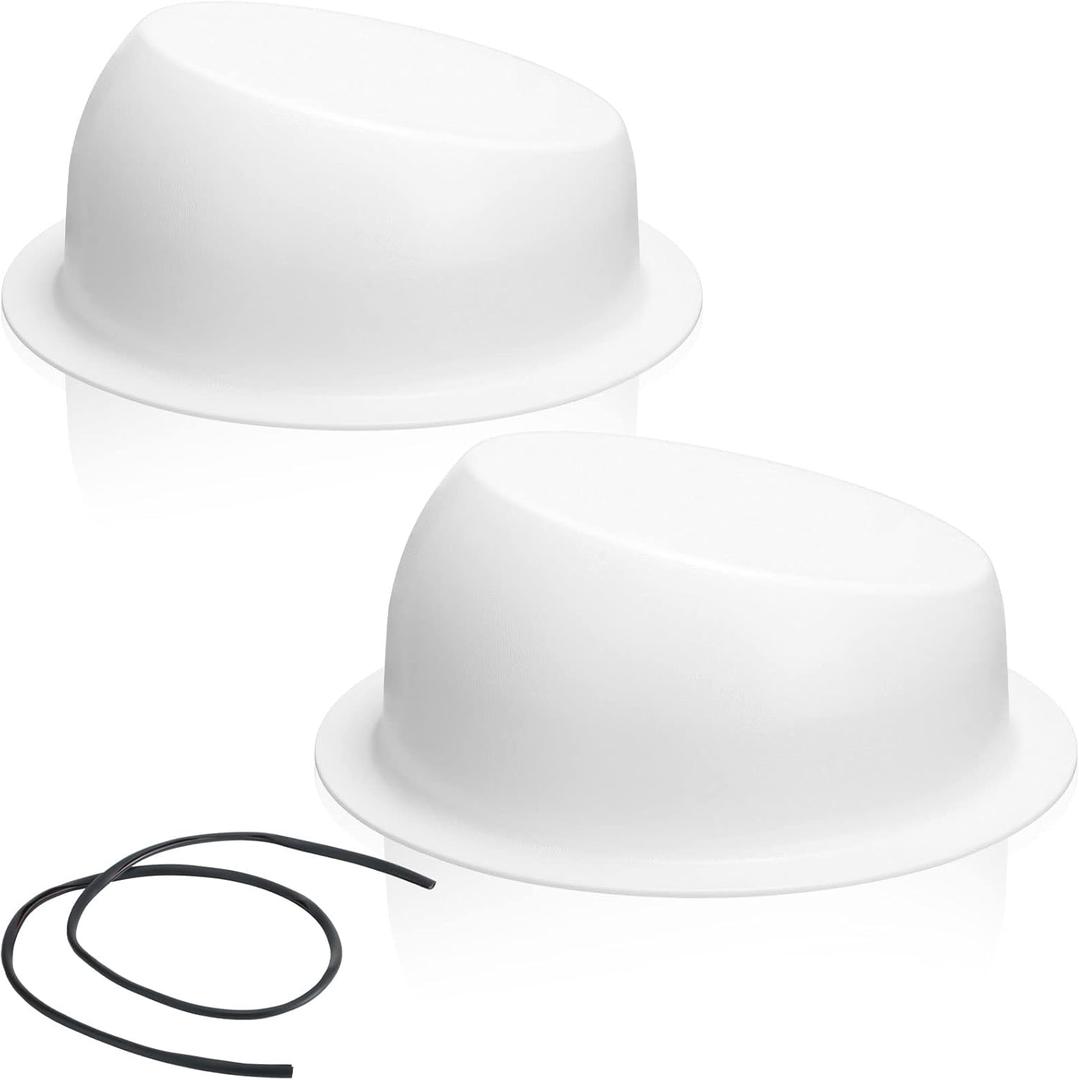 Amylove 2 Pcs Universal Angled Speaker Enclosures Boxes Pods Surface Mount with Rubber Strip for Install 6.5 Inch Speakers or Smaller Custom Mount Door Kick Panel Rear Deck (White, No Hole Cut)
