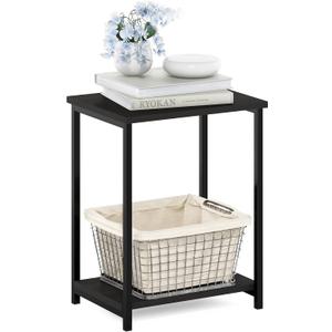 Furinno Simplistic 2-Tier Metal Frame Side Table, Espresso, 1-Pack, Metal Frame