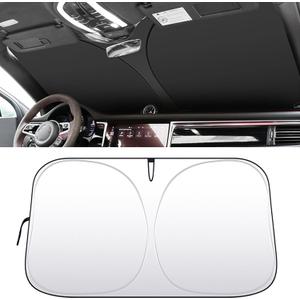 Car Windshield Sun Shade Comes with Storage Bag,Protecting The Rearview Mirror, Maximum UV Rays and Sun Heat ProtectionKeep Car Interior CoolUPF50+ (57"*31")