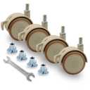 2" Stem Casters Replacement Casters 4Pcs Threaded Swivel Furniture Caster Wheels with Brakes 90Lbs (M6-1.0x15mm)