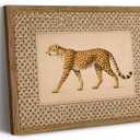 Vintage Framed Cheetah Canvas Wall Art Trendy Leopard Pictures 16×24 Inch