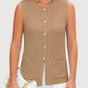 PRETTYGARDEN Women's 2026 Spring Sweater Vest Sleeveless Button Down Knit Cardigan Tank Tops Summer Business Casual Outfits (L)