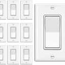 BESTTEN 10 Pack 3-Way Decorator Wall Light Switch with Wallplate, 15A 120V/277V, Single Pole or Three Way, On/Off Paddle Rocker Interrupter, UL Listed, White