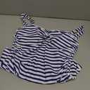 B2prity Women's Tankini Swimsuit Tummy Control Ruched Two Piece Bathing Suit Push Up Modest Swim Suits with Shorts (X-Large, Stripe,navy Blue)