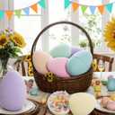 12 Pack 6" Pastel Flocked Easter Eggs Empty Large Fillable Easter Eggs Assorted Colors Plastic Fillable Eggshells Party Favors for Filling Treats Basket Stuffers Table Centerpieces Decor