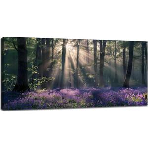 Lavender Large Wall Art Purple Flower Forest Tree Nature Landscape Pictures Wall Decor Gift Canvas Painting Prints Modern Artwork Decorations Framed for Living Room Gallery Office Bedroom 30"x60"