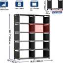 Mavivegue Bookcases: Black Cube Book Shelf, 10 Cube Tall Storage Organizer for Bedroom, Living Room & Office