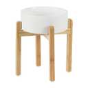 Ceramic Raised Dog Bowl Set, Elevated Dog Bowl with Stand, Food and Water Bowl for Large Breed Dogs, Weighted Pet Dishes(8.2'',60OZ, White)