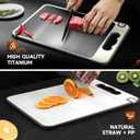 Titanium Cutting Board, Double Sided Chopping Board for Kitchen, Non Toxic Non Slip Cutting Board 14.37"*9.84", Food-Grade, Dishwasher Safe (1PCS of Pack,1 side Titanium Other side Wheat Straw PP)