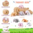 Sratte 5 Pcs Bunny Stuffed Animal Set Large Mommy Bunny Plush with 4 Cute Stuffed Baby Rabbit in Her Belly Soft Cuddly Rabbit Plush Gift for Birthday Baby Shower Party Favor (Brown, Lying Style)