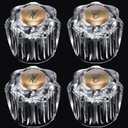 Enhon 4 Pairs Bathroom Faucet Knobs Replacement, Bathtub Faucet Handles Compatible with Delta/Delex/Peerless, Hot and Cold Sink Faucet Knobs Replacement Parts in Clear Acrylic, Include Screws