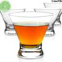 Stemless Martini Glasses, Bar Party Birthday Housewarming Gifts Crystal Clear 8 OZ Set of 4 With Stylish Base Elegant Cocktail Glasses for Martini, Cocktail, Manhattan, Margarita, Cosmopolitan