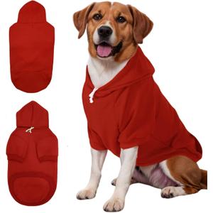 Mfiker Large Dog Hoodie Sweater with Leash Hole and Pocket, Fleece Lined Hooded Large Dog Sweatshirt, Soft Warm Winter Clothes for Medium Large Dogs & Cats (Red Dog Hoodie, 4XL)