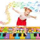 Kids Musical Piano Mats with 25 Music Sounds, Musical Toys Baby Floor Piano Keyboard Mat Carpet Animal Blanket Touch Playmat Early Education Toys for 1 2 3 4 5 6+ Years Old Girls Boys Toddlers