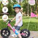 KRIDDO Pro Toddler Balance Bike 2+ Year Old with Hand Brake and Kickstand, 12 Inch Push Bicycle, Gift Bike for 2-5 Boys Girls, Pink