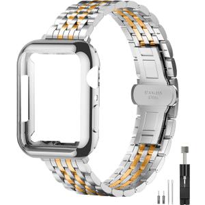 QUNDAXI Slim Metal Band with Apple Watch Band 40mm 41mm 38mm 45mm 44mm 42mm, Dressy Stainless Steel Chain Strap for Women Man iWatch Bands Series 9 8 7 6 5 4 3 2 1 SE SE2