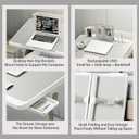 Laptop Desk for Bed, Adjustable Beds Table with USB Charge Port, Foldable Lap top Table with Storage Drawer, Portable Laptops Bed Desk Tray for Eating Working Writing Reading