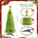 2 ft Lime Green Furry Christmas Tree Decoration Artificial Whimsical Mini Christmas Tree with Topper Star and Ball Ornaments Small Tabletop Decor for Xmas Home Living Room Table Decoration