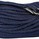 RainierSupplyCo Boat Anchor Rope - Double Braided Marine Rope Anchor Line - 50 ft x 1/4 Inch Nylon Boating Line with 316 Stainless Steel Thimble and Heavy Duty Marine Grade Snap Hook - Navy Blue
