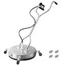 janz 24" Pressure Washer Surface Cleaner with 4 Wheels,Dual Handle,Stainless Steel Housing, 2 Hose Adapters and 4 Replacement Nozzles, Ideal for Cleaning Driveways, Sidewalks,Patios,Decks