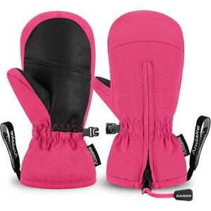 Andake Kids Ski Mittens Gloves Waterproof&Breathable Winter Warm Snow Gloves for Ages 1-10 Toddler Baby Girls and Boys (XXXS(Fits 2-4Y), Pink)