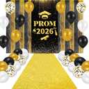 Prom 2026 Party Decorations Set,15 x 2ft Glitter Carpet Runner Runway Rug Prom 2026 Door Banner Tinsel Foil Fringe Curtains Balloons for Graduation Prom Decoration