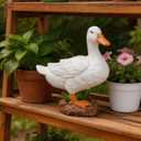 Porch Duck Statue Outdoor Decor,5.6''(H) White Duck Garden Sculptures for Yard Lawn,Resin Animal Figurines Home Patio Art Decorations