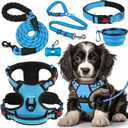 No Pull Dog Harness, Collar & Leash Set | Includes Dog Seat Belt, Collapsible Bowls & Poop Bag Dispenser. Ideal for Training, Walking, Hiking. Fits Small to Large Dogs(Blue-S)