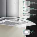 Range Hood 30 Inch, Tieasy Wall Mount Kitchen Hood with Ducted/Ductless Convertible Duct, Stainless Steel Chimney and Baffle Filter, 3-Speed Push Button, LED Lights