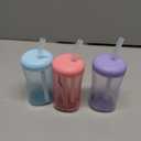 The First Years Squeeze & Sip Toddler Straw Cups - Squeezable Transition Sippy Cup with Silicone Straw - Toddler Feeding Supplies - Pink/Purple/Blue - 7 Oz - 3 Count - Ages 6 Months and Up