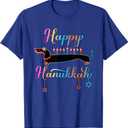 Happy Hanukkah Dachshund Hanukkah Menorah candles T-Shirt, Size L