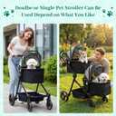 Foldable Double Pet Stroller for 2 Small Medium Cats or Dogs, Lightweight Single and Double Integrated Pet Stroller with Detachable Carriers