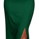 PRETTYGARDEN Women's Summer One Shoulder Long Formal Dresses Sleeveless Ruched Bodycon Wedding Guest Slit Maxi Dress (S, Dark Green)