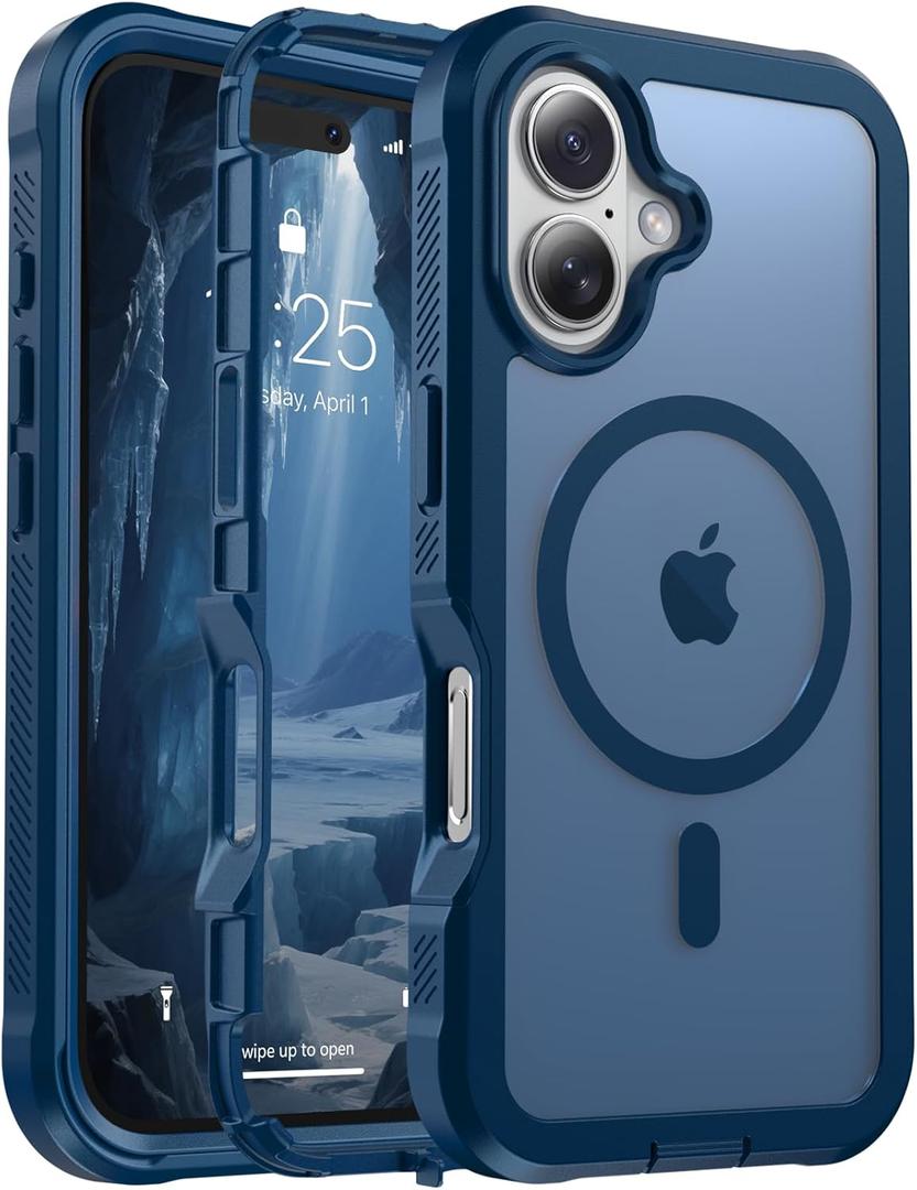 jaroco Magnetic for iPhone 17 Case, [Compatible with MagSafe][Military Grade Drop Protection][Heavy Duty Protection][Non-Slip][Shockproof] 2-Layer Durable Bumper Phone Case 6.3''-Deep Blue