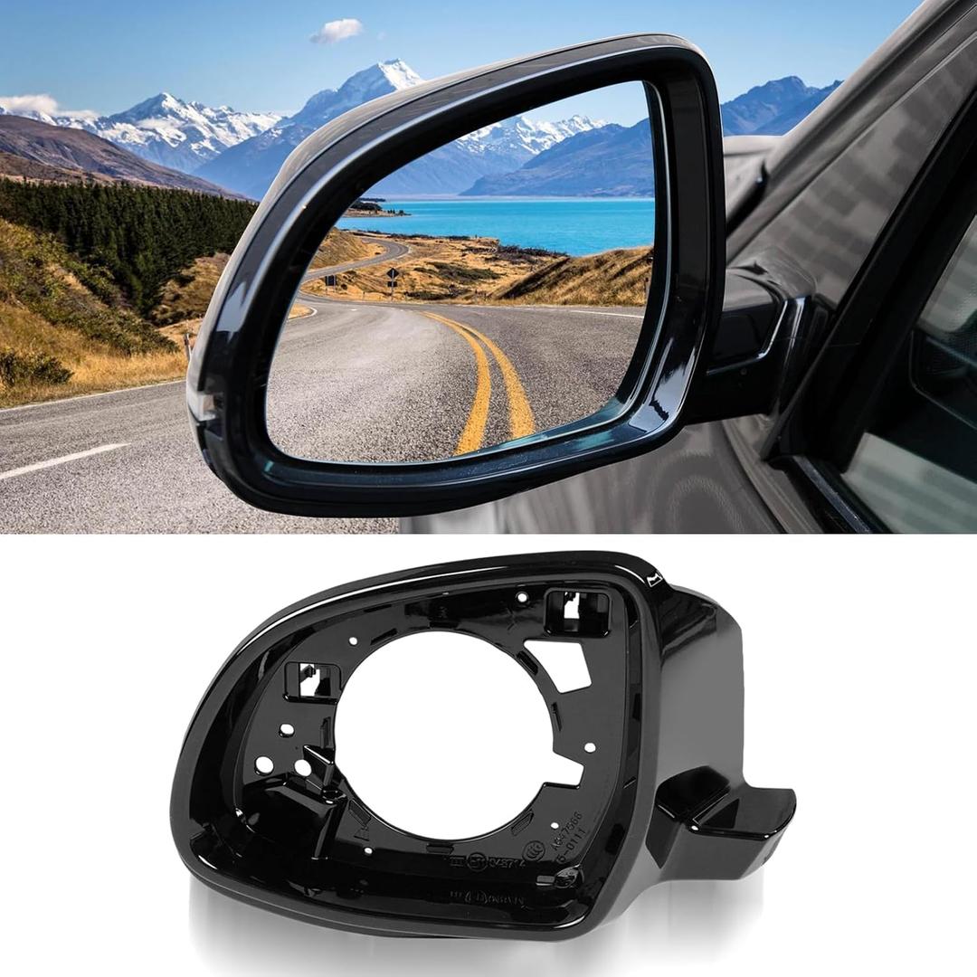 Jaronx Compatible with BMW Side Mirror Housing Frame X3 F25 2014-2016/X4 F26 2014-2017/X5 F15 2014-2018/X6 F16 2014-2019,Glossy Black Driver Side Mirror Cover Frame Supporting Ring for BMW 51167327911 (Left)