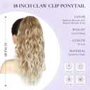 ZQIAN BEAUTY Claw Clip Ponytail Extension - Soft Wavy Pony Tails Hair Extensions, Synthetic Hair Extensions Ponytail, Clip in Ponytail (Color: Medium Blonde with Bleach Blonde Ends)