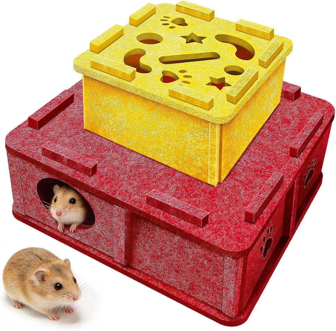 Guinea Pig Tunnel House, Small Pet Toy Cages Tunnels and Tubes with Observation Window for Hamsters,mice,Guinea Pig, Ferret,Chinchilla Hedgehog Hiding and Resting. 5 Room-red