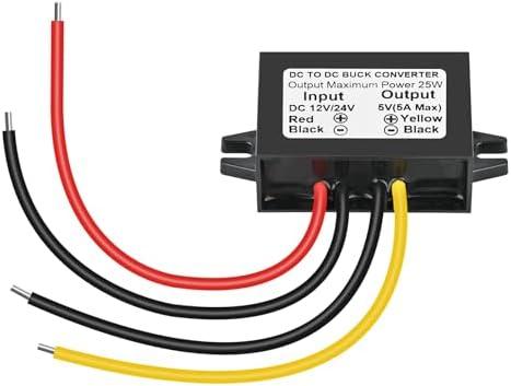 Klnuoxj DC 24V 12V to 5V 5A 25W Step Down Converter Car Power Supply Voltage Regulator Waterproof Buck Converter Module (2)