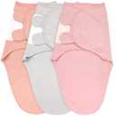 Bublo Baby Swaddles for Newborns - 3 Pack Baby Swaddles for 0-3 Months - Baby Swaddle Sleep Sack - Infant Sleeping Swaddle Sack - Adjustable Swaddle Blanket Wrap Boy Girl, Pastel Pink-Grey