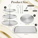 Zubebe 6 Pcs Dessert Table Display Set 2 Stainless Steel Cupcake Stand 3 Tier Cake Holder 3 Rectangle Serving Tray 1 Round Cake Tray Tiered Candy Cupcake Tower for Party Wedding Birthday (Silver)