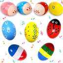 9 Pcs Wooden Easter Eggs Shakers Maracas for Baby Kids Classroom Prize Musical Instrument Early Learning Toys Easter Basket Stuffers Fillers
