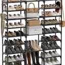 WOWLIVE 9 Tiers Large Shoe Rack Storage Organizer for Closet 50-55 Pairs Shoe Tower Unit Shelf Stackable Shoe Rack with Metal Pipes Plastic Connectors Black(SSS3B9)