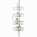 Zenna Home Tension Pole Shower Caddy, Corner Shower Storage System with 4 Adjustable Baskets, Bathroom Organization Solution, 60 to 108 Inch, Satin Nickel