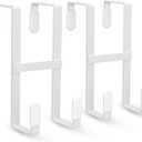 FYY 2 Packs Over The Door Hooks, Double Sided Door Hanger Hook - Heavy Duty No Drill Wall Hooks for Hanging Coats, Towels, Bags, Kitchen Closet Fits Most Doors Up to 1-7/8" Thickness (5.12" L, White)