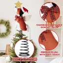 Dog Christmas Tree Topper with Hat Glitter Star & Wings Xmas Tree Ornament Brown Puppy Winter Holidays Home Decor