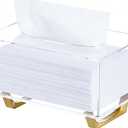 HBlife Clear Tissue Box Cover Rectangle Acrylic Tissue Box Holder with Gold Plated Legs Napkin Dispenser Dryer Sheet Container for Bathroom