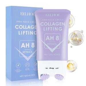 EELHOE Neck Lift Cream with AH8 & Retinol, 2-in-1 Neck Firming Cream with Double Rollers, Fast-Absorbing Formula for Wrinkles, Sagging Skin, Face Lifting, 4.23 oz