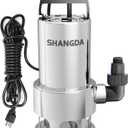 Sump Pump Submersible 1HP Dirty/Clean Water Transfer Pump 4500GPH Portable Electric Water Pump for Pool Draining Hot Tub Flooded Basement Ponds Garden Yard with Adapters