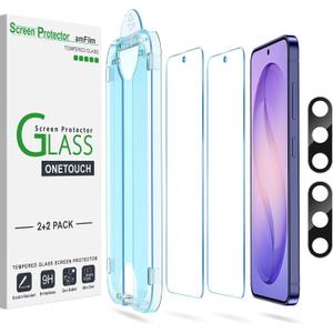 amFilm Auto-Alignment OneTouch for Samsung Galaxy S26 Ultra 6.9" Screen Protector + Camera Lens Protector, Tempered Glass, 30 seconds Installation, Bubble Free, Case Friendly, Anti-Scratch [2+2 Pack]